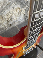 Unbranded Double Cutaway Thinline Acoustic-Electric Guitar — Redburst, Dual Humbuckers & Fretboard Inlays + Video Demo