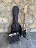 Vision JB8 Jazz Bass Starter Kit - Sosft case Jack and 35W Amplifer - Black - NEW