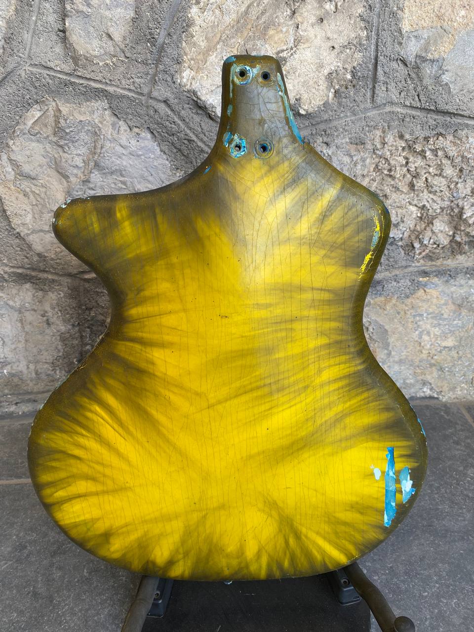 Extremely Rare Vintage Wandrè Spazial Prototype Project (Yellow Smoking Candle) — Aluminum Neck & Naked Body, Collector's Restoration Project