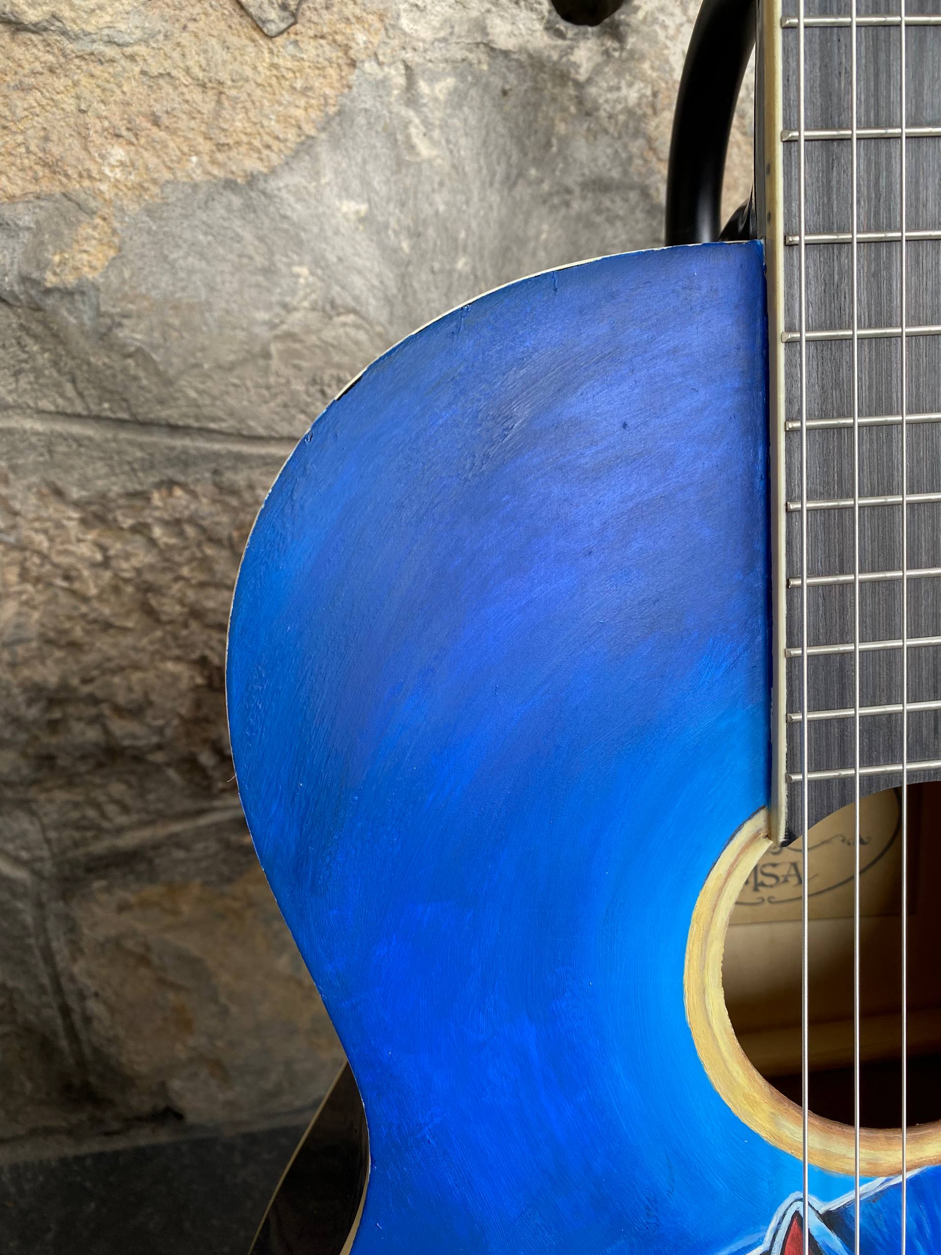 Custom Hand-Painted Classical Guitar – “Sonic” Design, Cutaway Model with 3-Band Preamp