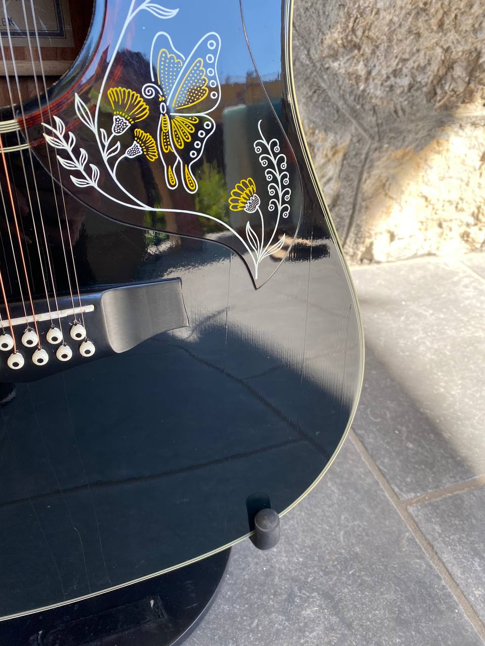 Vintage Ibanez F302BK 12-String Acoustic Guitar (Black) — Made in Japan, Butterfly Pickguard, Original Hard Case + Video Demo