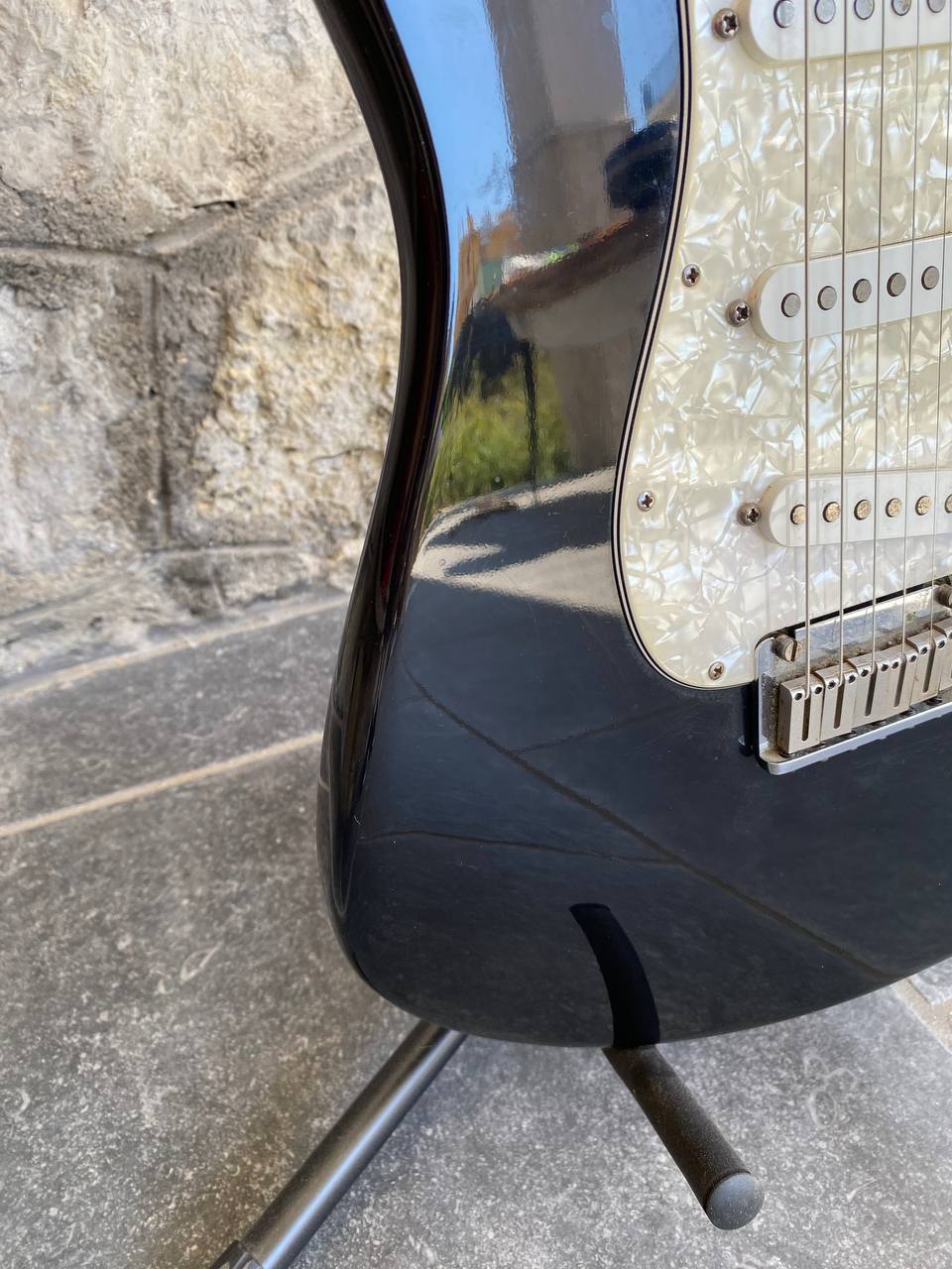 1997 Fender American Standard Stratocaster - Black Maple Neck - w/ Original Red Logo Case & Fender Card — image 5