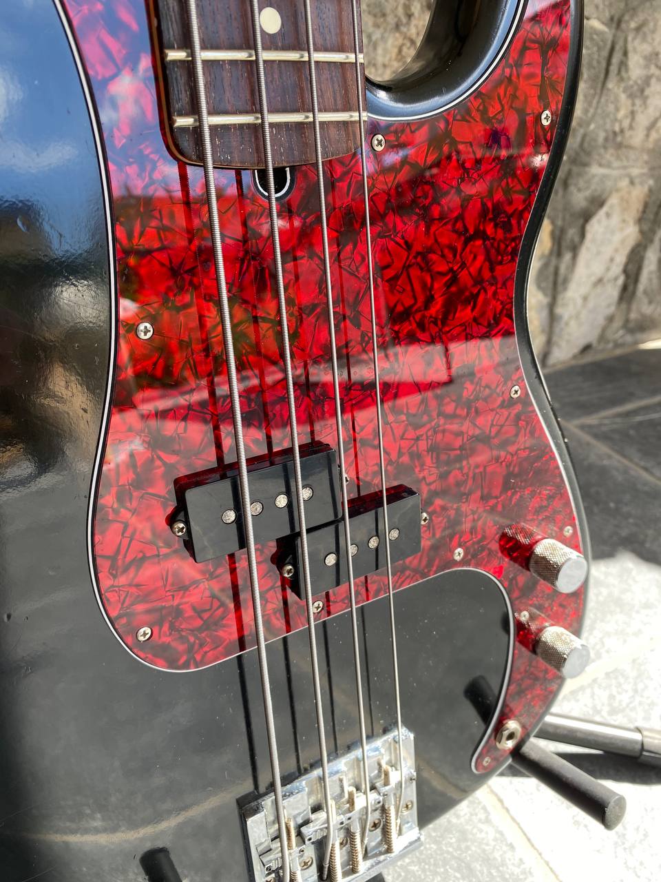2009 Fender Highway One Precision Bass - Black Nitrocellulose Finish w/ Tortoise & Original White Pickguards — image 9