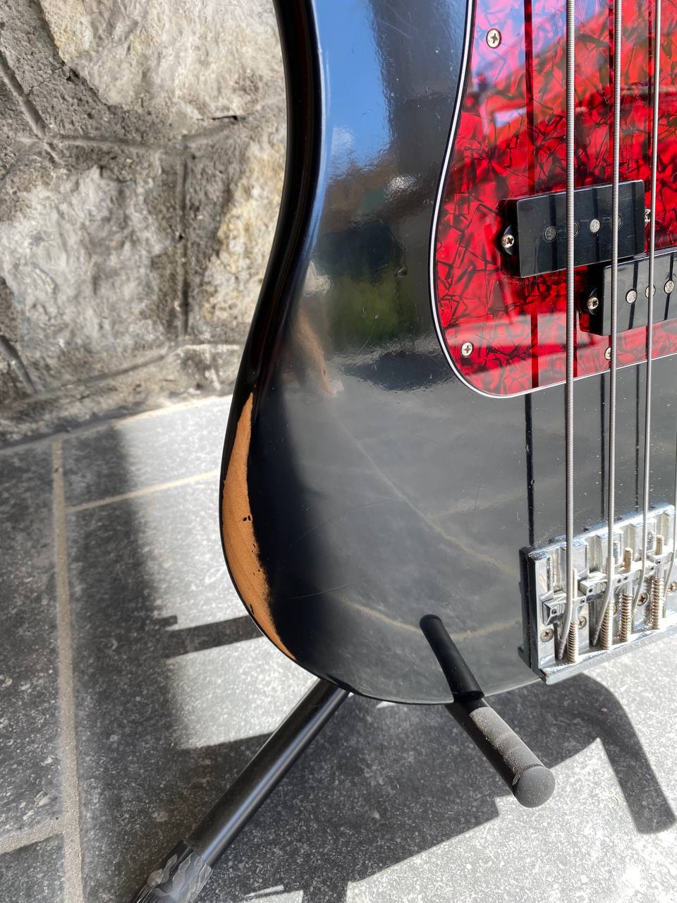 2009 Fender Highway One Precision Bass - Black Nitrocellulose Finish w/ Tortoise & Original White Pickguards — image 5