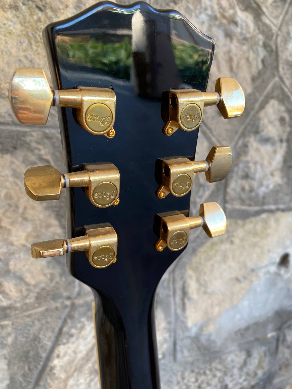 Stagg Custom Semi-Acoustic Guitar – ES-175 Style (Gold Hardware & Block Inlays)