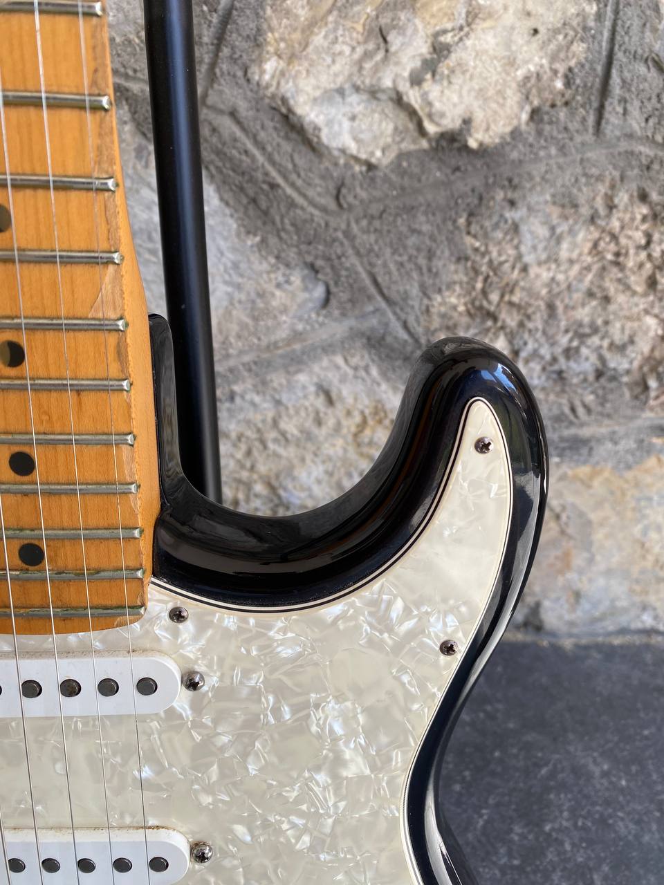 1997 Fender American Standard Stratocaster - Black Maple Neck - w/ Original Red Logo Case & Fender Card — image 3