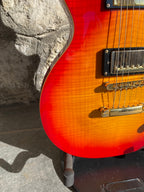 Stagg Les Paul Electric Guitar — Orange Burst, Flame Top, Gold Hardware, Phoenix Headstock Inlay, Set-Neck + Video Demo