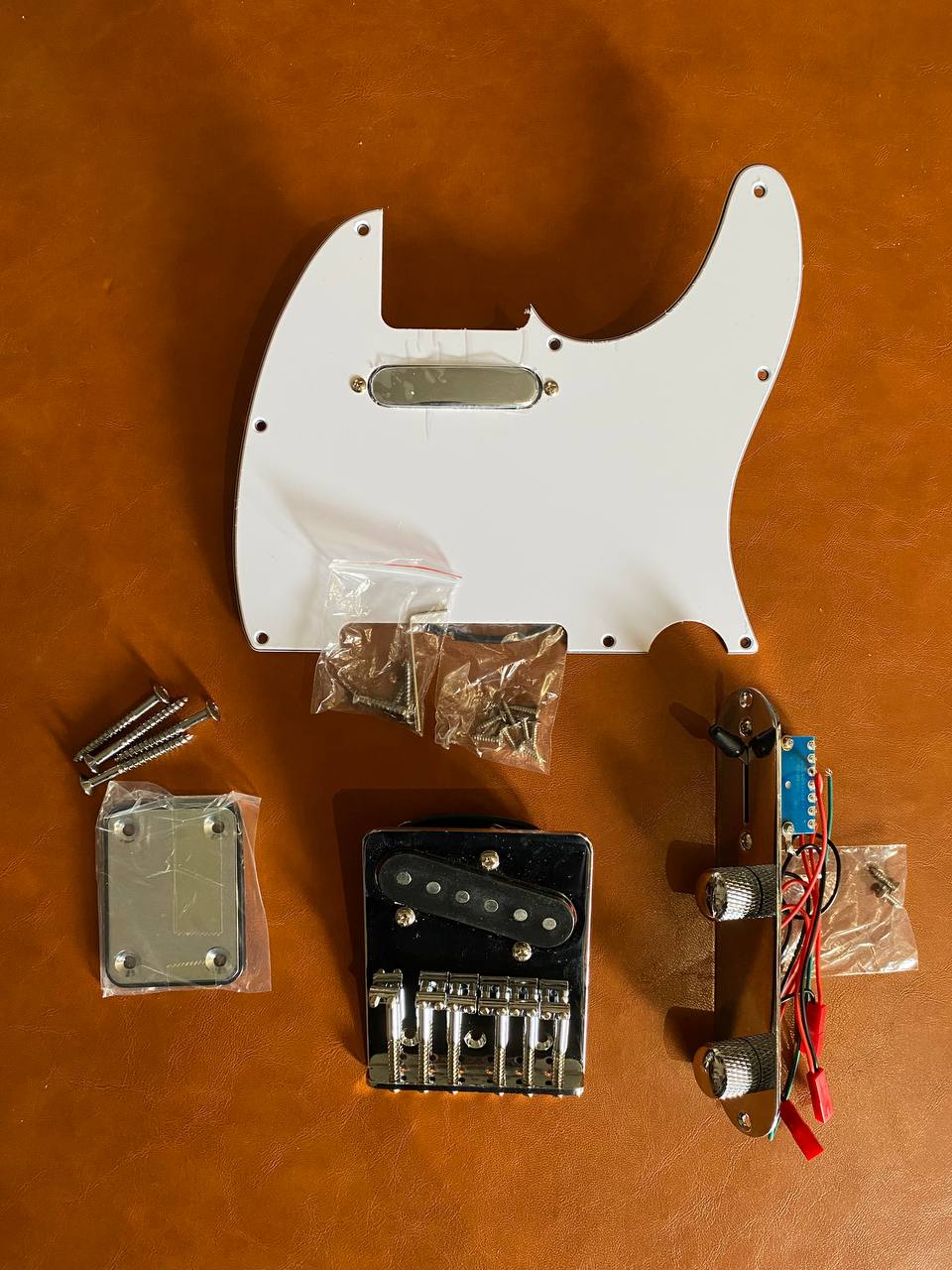 NEW Complete Telecaster Hardware & Pickup Kit - Chrome - Bridge, Pickups, Control Plate & pickguard