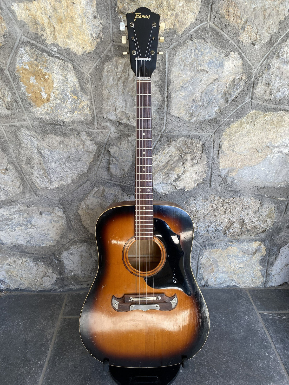 Vintage 1960s Framus Texan Acoustic Guitar — Sunburst Finish, Neck Plate Serial Number, Replaced Back + Video Demo