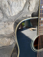 Vintage Ibanez F302BK 12-String Acoustic Guitar (Black) — Made in Japan, Butterfly Pickguard, Original Hard Case + Video Demo