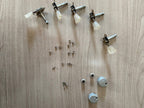 Vintage Hofner Tulip Tuners (Set of 5) — Pearl Buttons, Chrome Back Covers & Screws Included