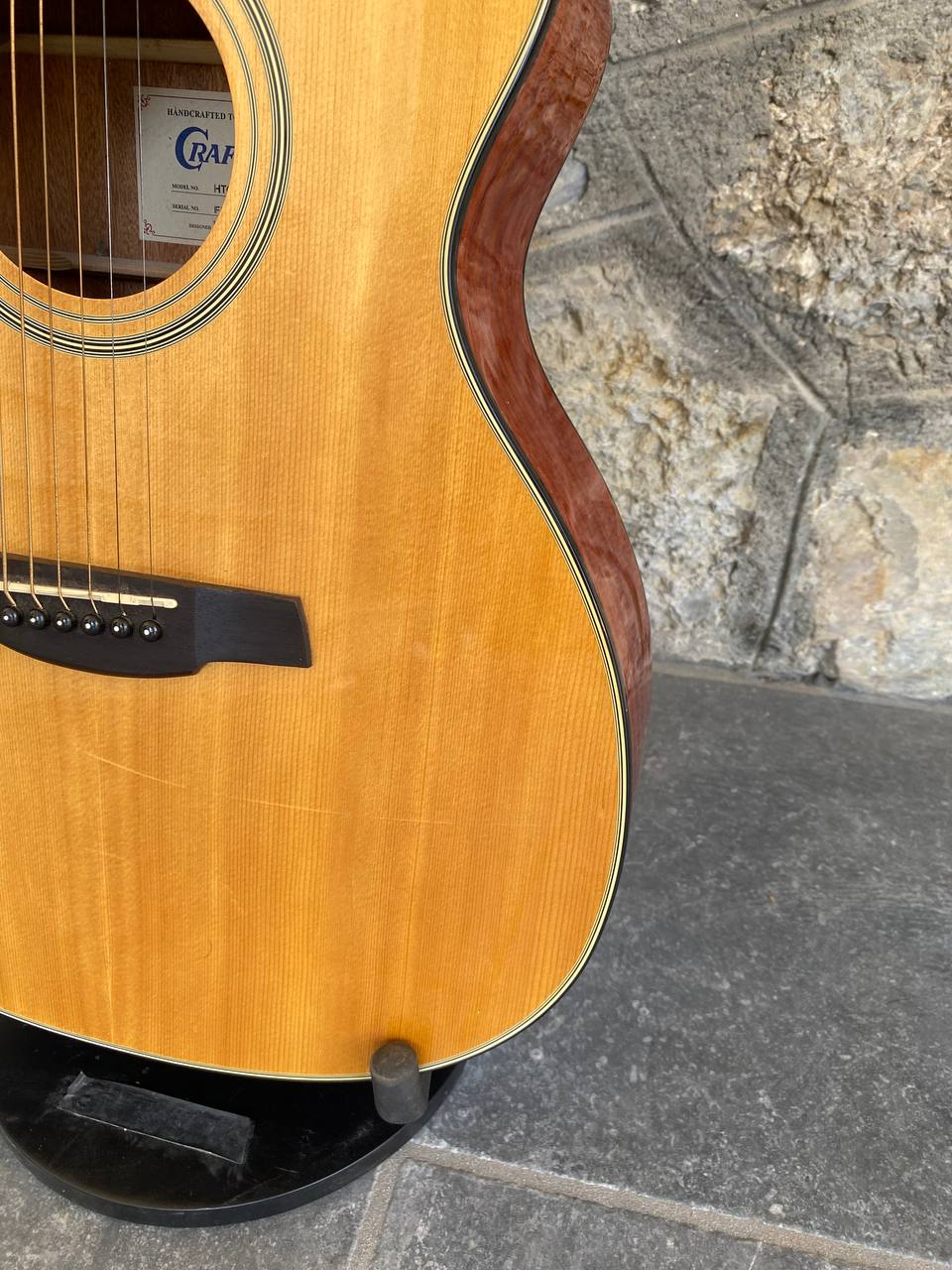 Crafter HTC 24EQ Natural — Acoustic-Electric Guitar, Solid Top, CRT-NV Preamp, Good Condition + Video Demo