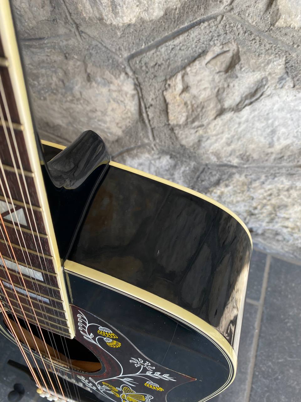 Vintage Ibanez F302BK 12-String Acoustic Guitar (Black) — Made in Japan, Butterfly Pickguard, Original Hard Case + Video Demo