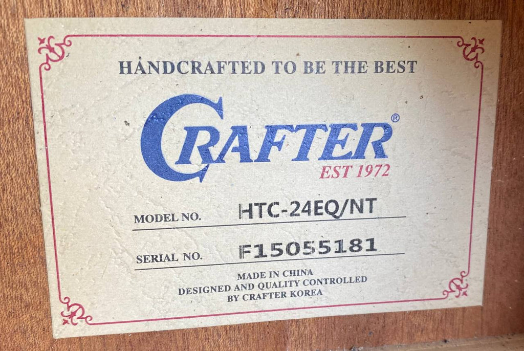 Crafter HTC 24EQ Natural — Acoustic-Electric Guitar, Solid Top, CRT-NV Preamp, Good Condition + Video Demo