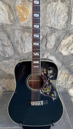Vintage Ibanez F302BK 12-String Acoustic Guitar (Black) — Made in Japan, Butterfly Pickguard, Original Hard Case + Video Demo