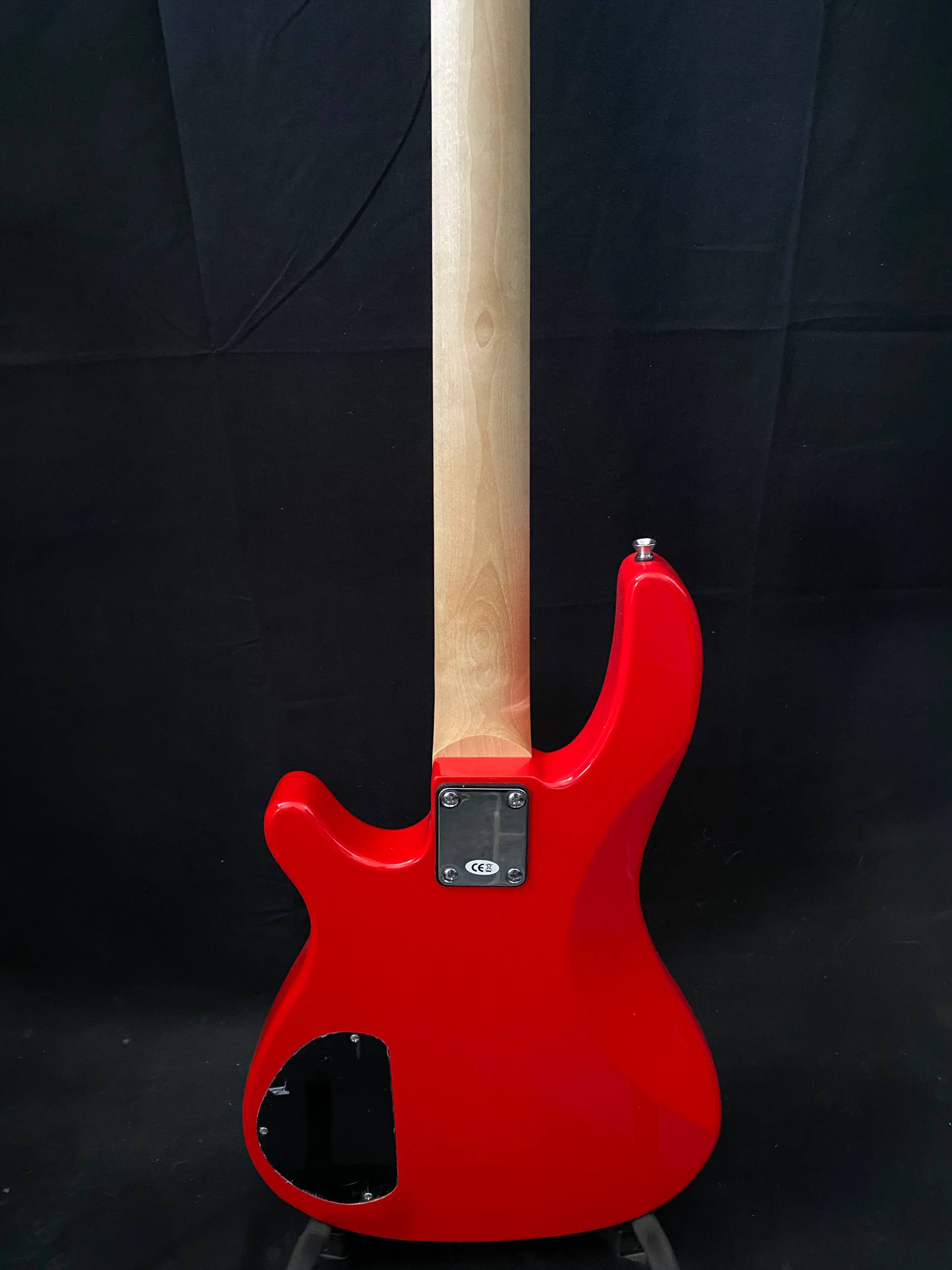 Vision JB8 Jazz Bass Starter Kit - Sosft case Jack and 35W Amplifer - Red - NEW