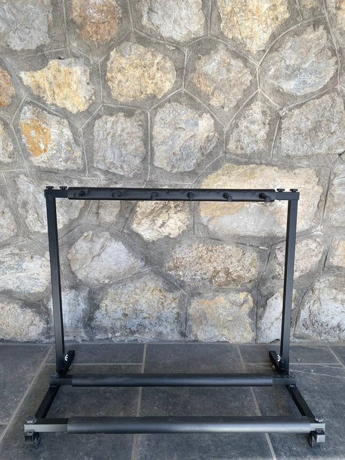 Folding 5-Guitar Multi-Rack Stand — Compact Display Holder with Padded Rubber Arms & Dividers