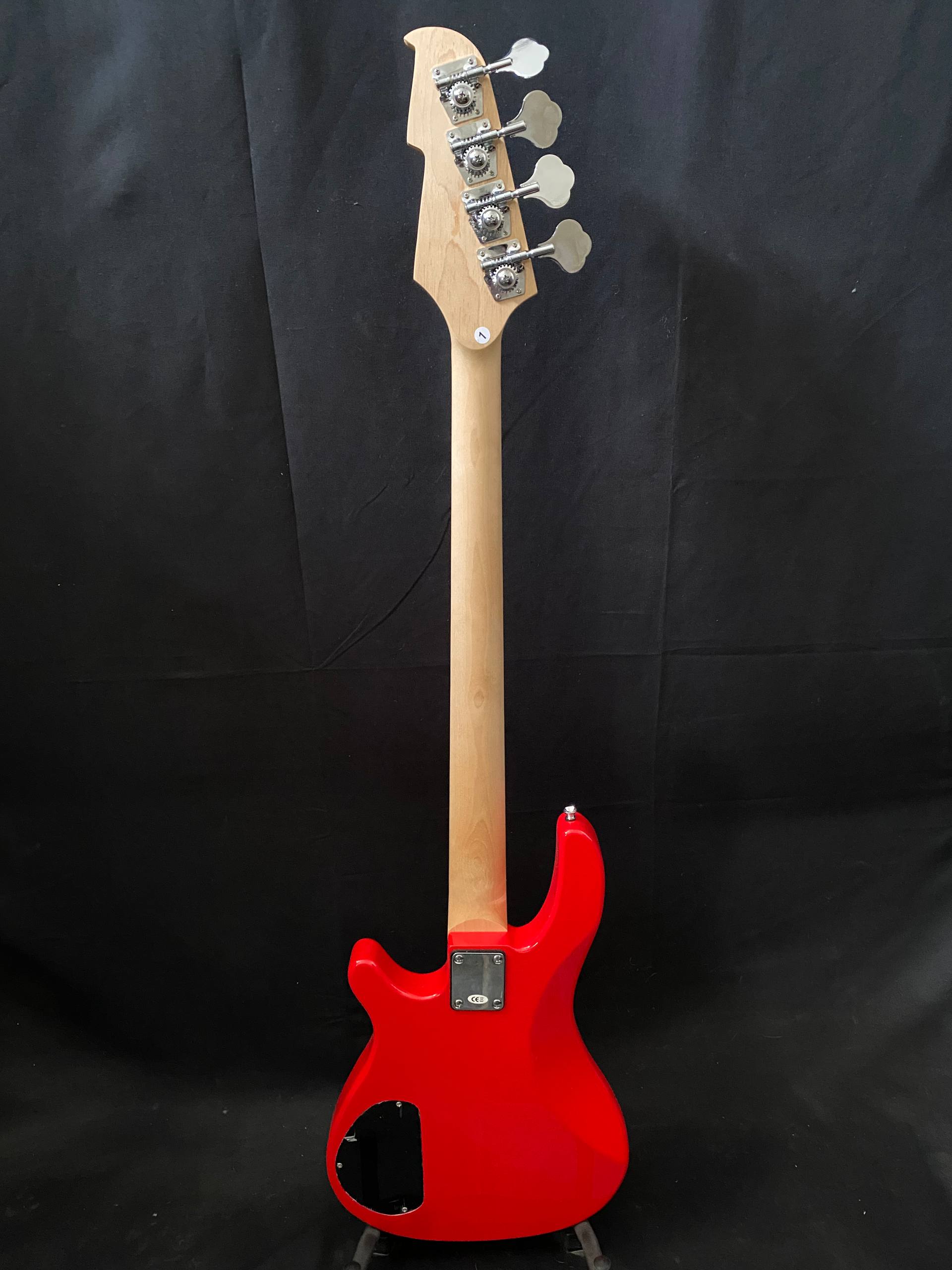 Vision JB8 Jazz Bass Starter Kit - Sosft case Jack and 35W Amplifer - Red - NEW