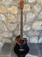 Harley Benton HBO-850 BK — Acoustic-Electric Bass Guitar, Black, HSY-400D Preamp + Video Demo