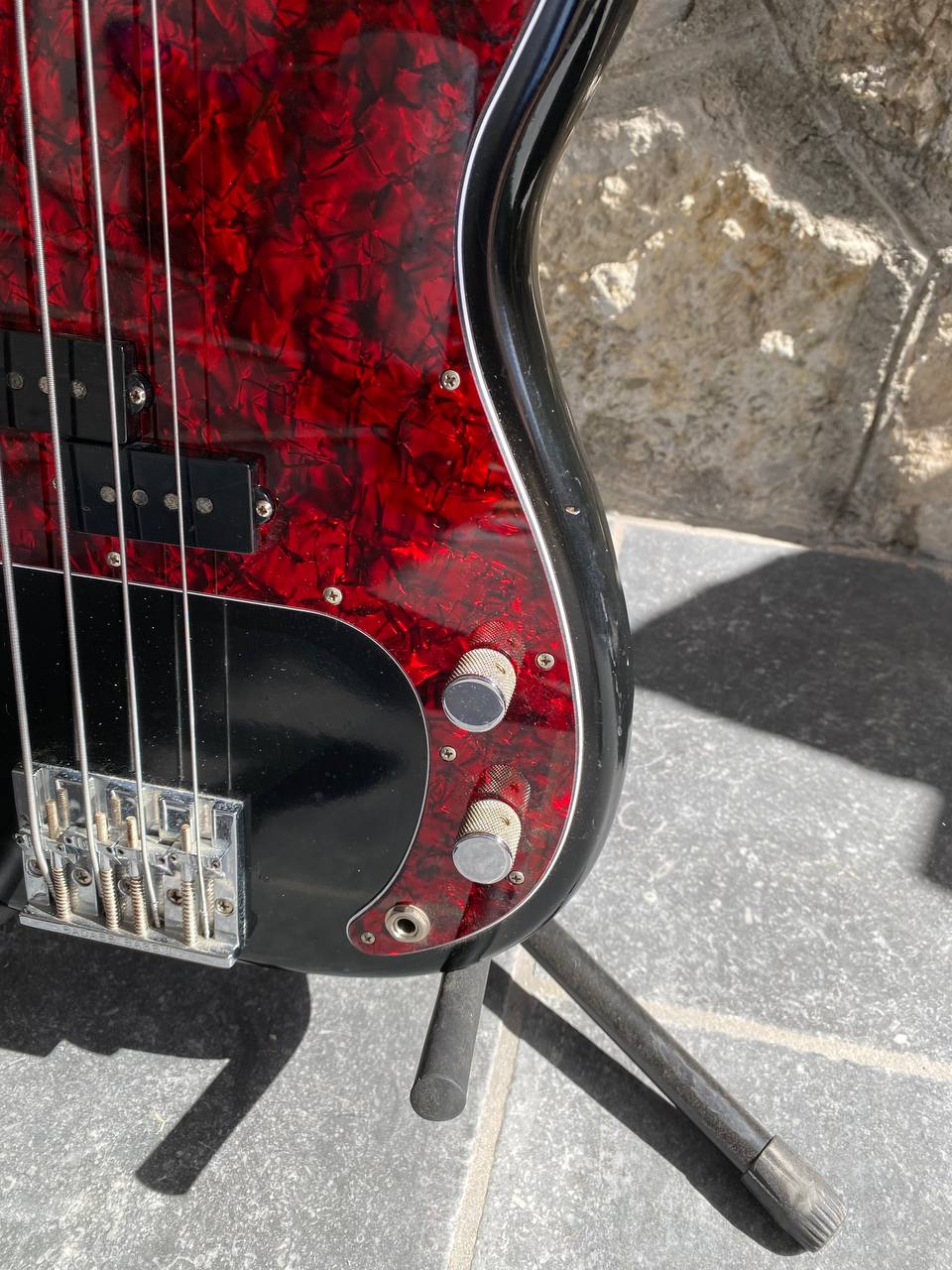 2009 Fender Highway One Precision Bass - Black Nitrocellulose Finish w/ Tortoise & Original White Pickguards — image 4