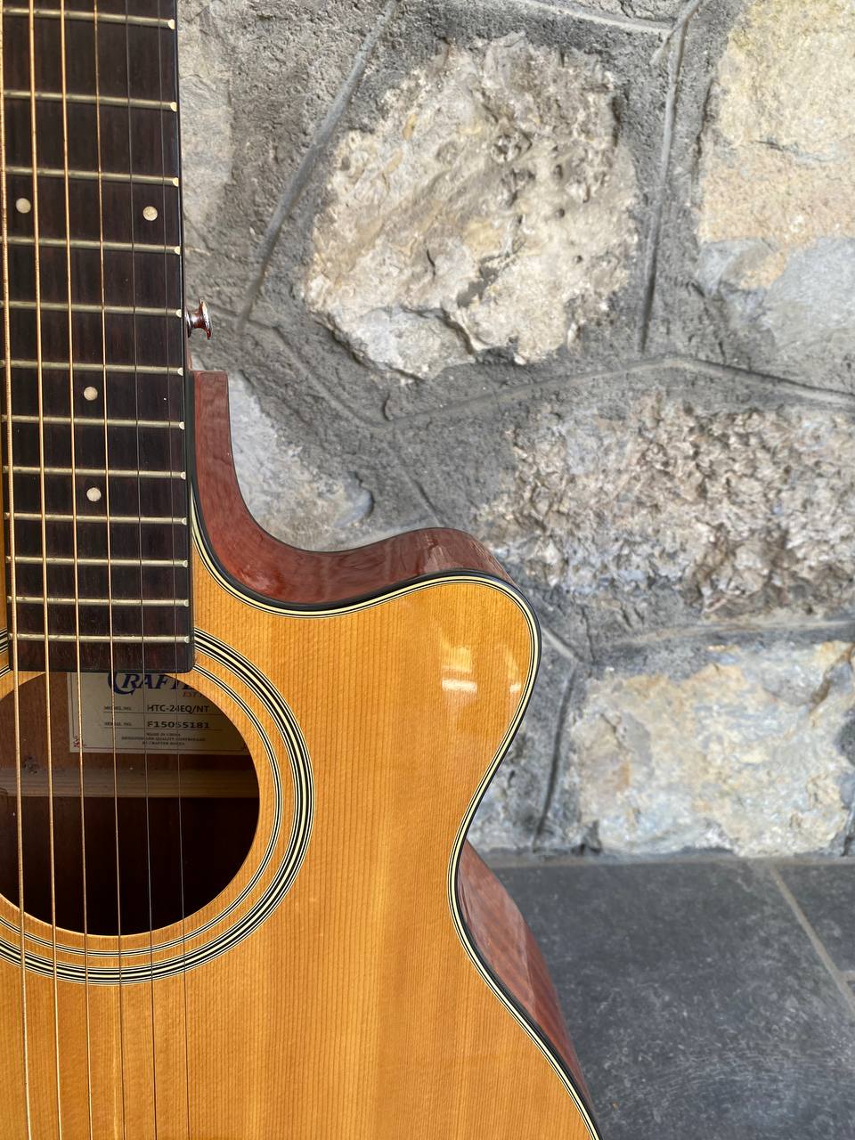 Crafter HTC 24EQ Natural — Acoustic-Electric Guitar, Solid Top, CRT-NV Preamp, Good Condition + Video Demo