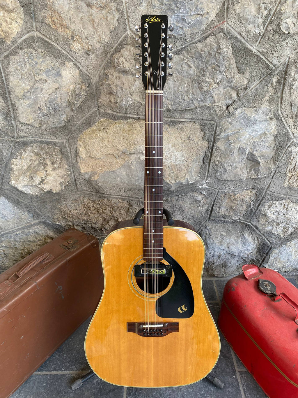Vintage Aria 12-String Acoustic Guitar with Pickup – Model 6714 – Made in Japan