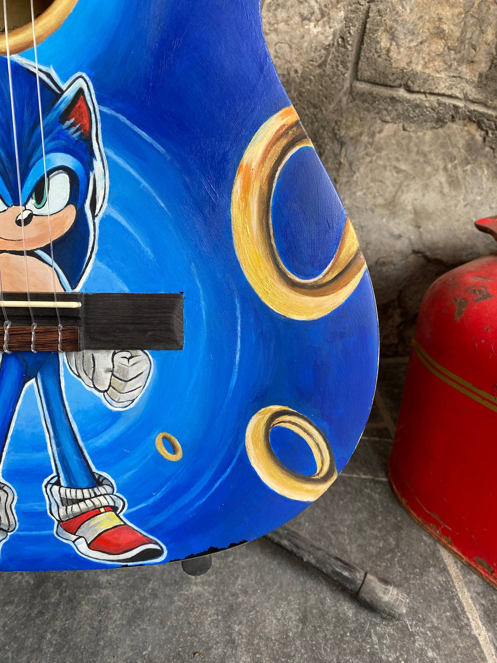 Custom Hand-Painted Classical Guitar – “Sonic” Design, Cutaway Model with 3-Band Preamp