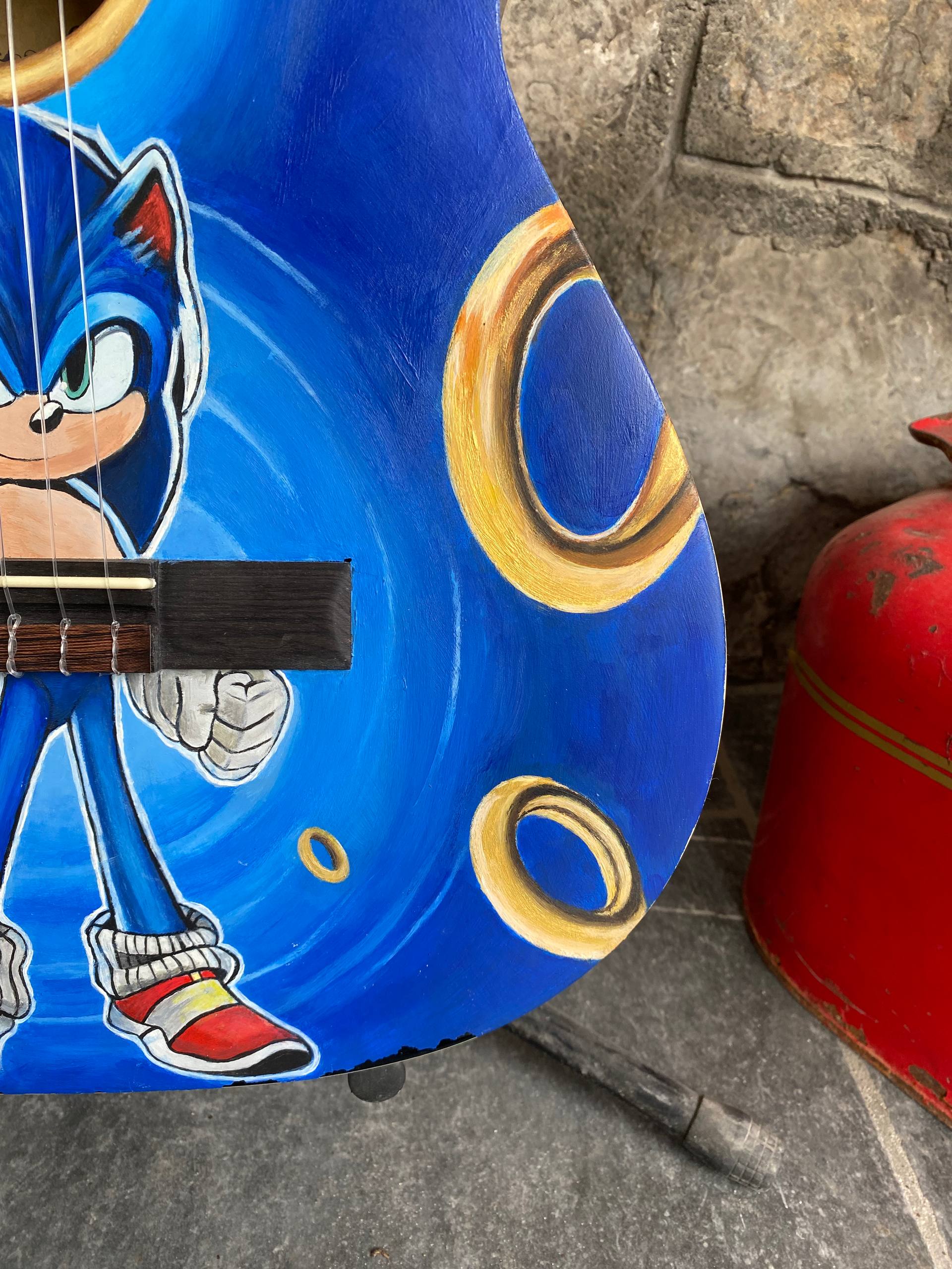 Custom Hand-Painted Classical Guitar – “Sonic” Design, Cutaway Model with 3-Band Preamp