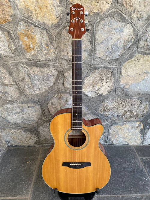Crafter HTC 24EQ Natural — Acoustic-Electric Guitar, Solid Top, CRT-NV Preamp, Good Condition + Video Demo