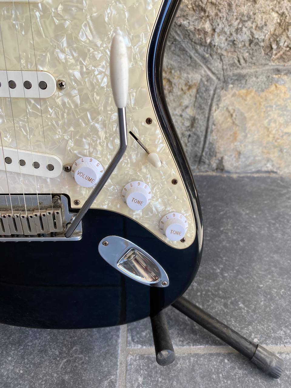 1997 Fender American Standard Stratocaster - Black Maple Neck - w/ Original Red Logo Case & Fender Card — image 4