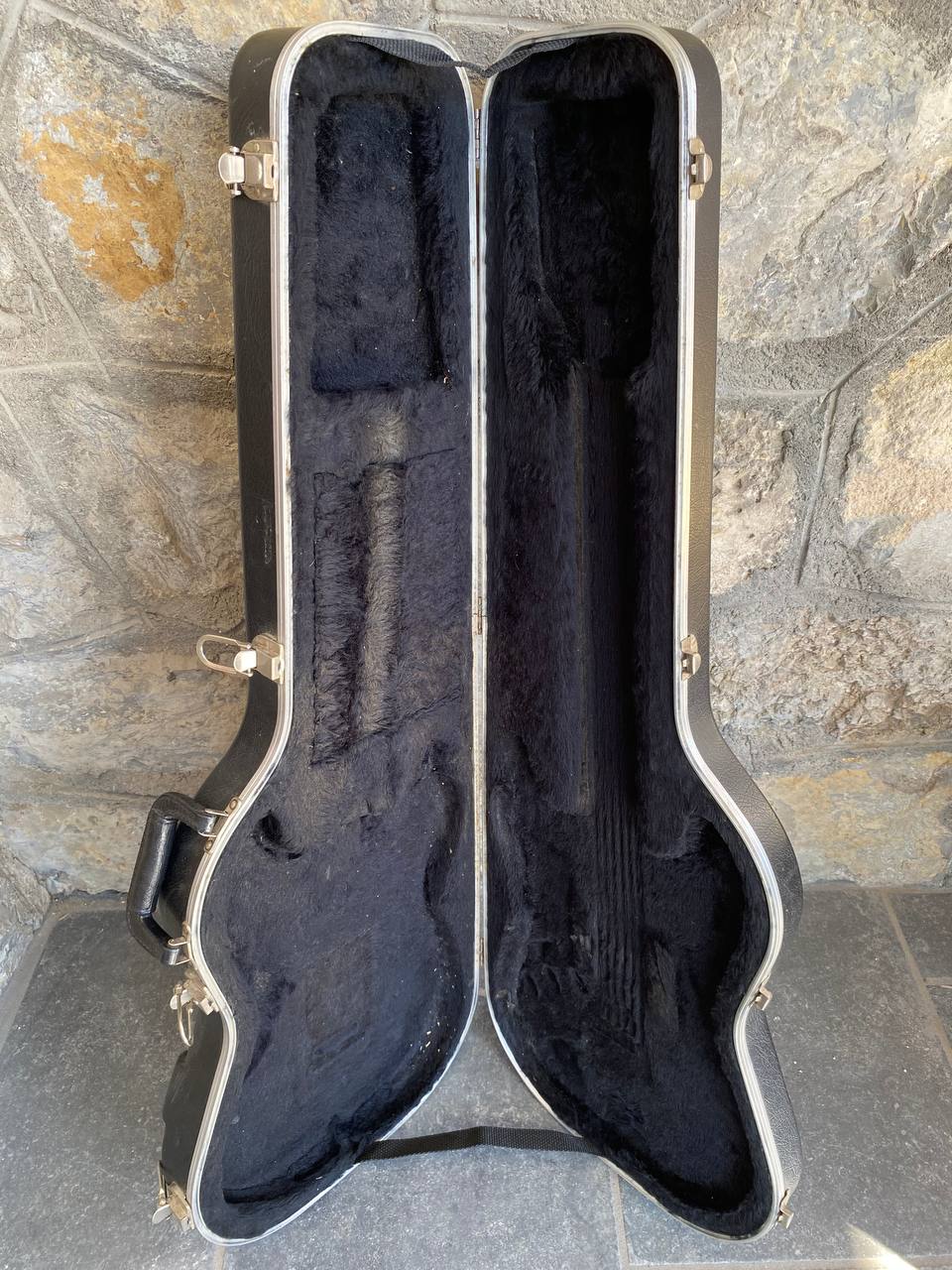 Vintage 1990s Fender American Standard Stratocaster Molded Hardshell Case — Red Logo, Black Interior