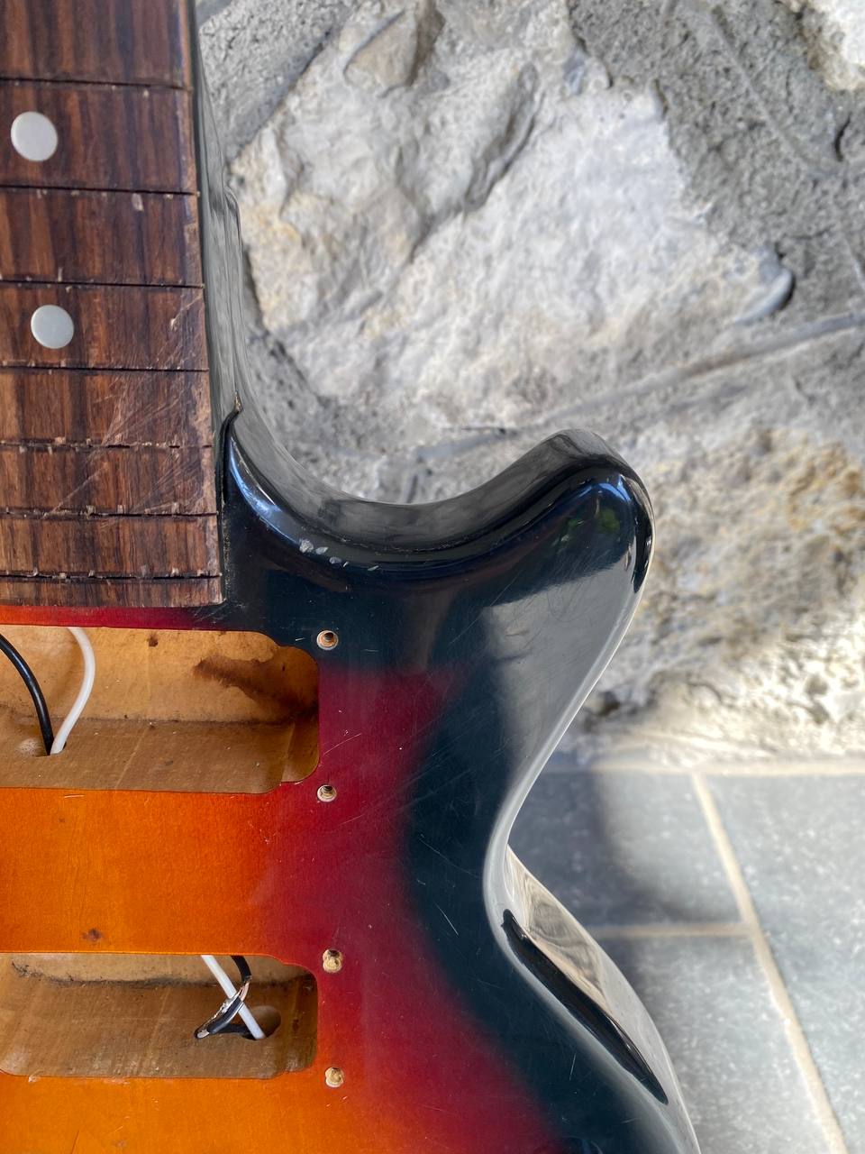 Vintage 1980 Eko B33 Fretless Bass (Sunburst) — Floral Inlays, Single Pickup, Restoration Project