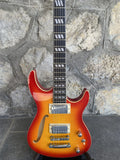 Unbranded Double Cutaway Thinline Acoustic-Electric Guitar — Redburst, Dual Humbuckers & Fretboard Inlays + Video Demo