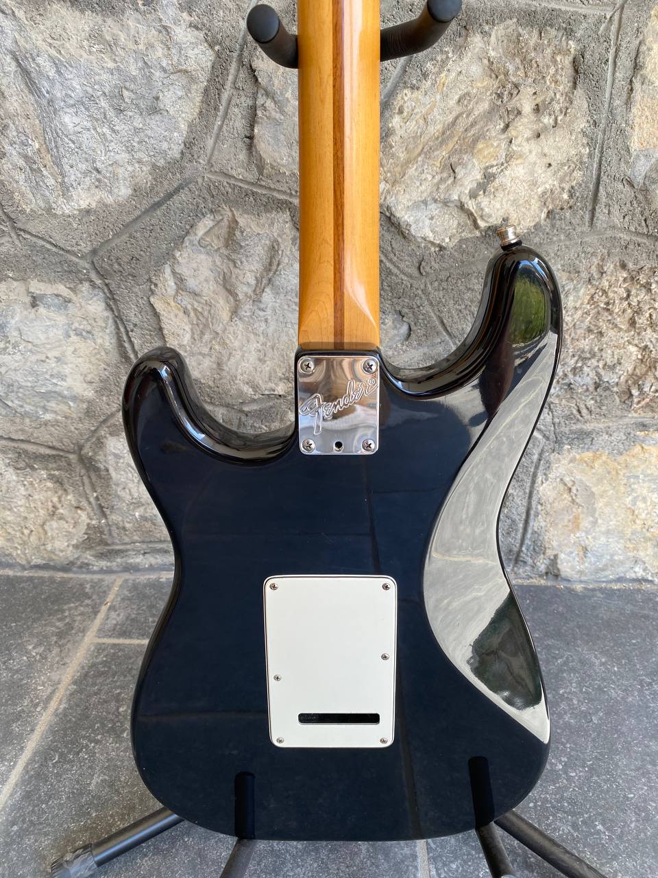 1997 Fender American Standard Stratocaster - Black Maple Neck - w/ Original Red Logo Case & Fender Card — image 12