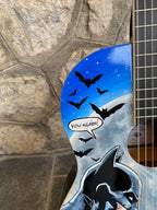 Hand-Painted Acoustic-Electric Classical Guitar "Batman & Joker" by Roberta Perrotta