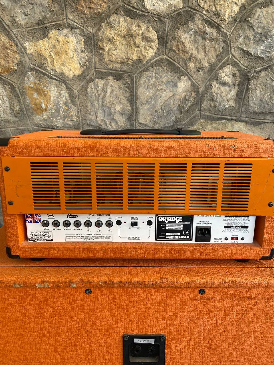 Orange Rockerverb 50 MK1 Head (UK Made) + Rare Slant PPC412 Angled Cabinet - Half Stack