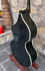 Ultra-Rare 1960 Wandré Naika Double Bass – Made in Italy – Black w/ Carved Lion Head Scroll & Aluminum Hardware with Hard Case