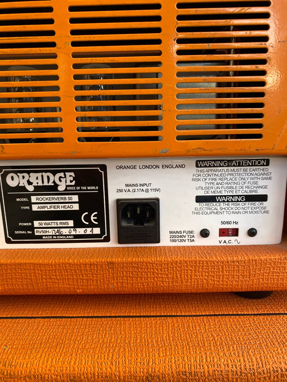 Orange Rockerverb 50 MK1 Head (UK Made) + Rare Slant PPC412 Angled Cabinet - Half Stack