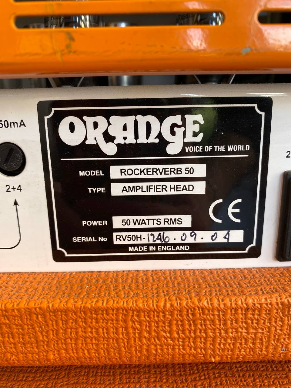 Orange Rockerverb 50 MK1 Head (UK Made) + Rare Slant PPC412 Angled Cabinet - Half Stack