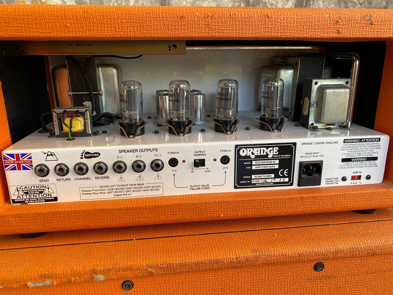 Orange Rockerverb 50 MK1 Head (UK Made) + Rare Slant PPC412 Angled Cabinet - Half Stack