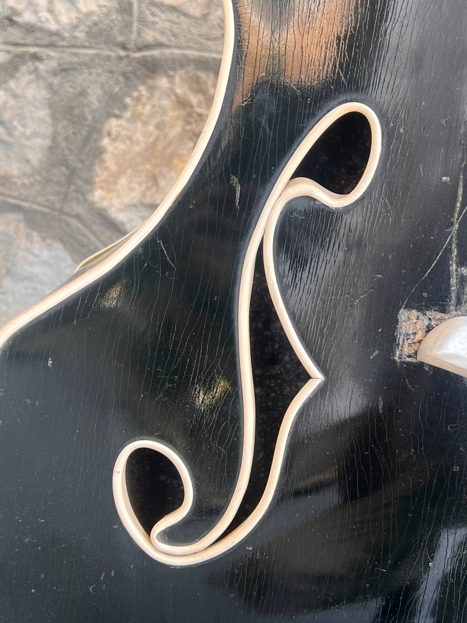 Ultra-Rare 1960 Wandré Naika Double Bass – Made in Italy – Black w/ Carved Lion Head Scroll & Aluminum Hardware with Hard Case
