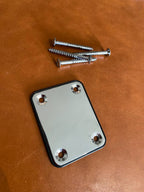 Fender-Style 4-Bolt Neck Plate for Guitar/Bass - Chrome - Includes Screws - NEW