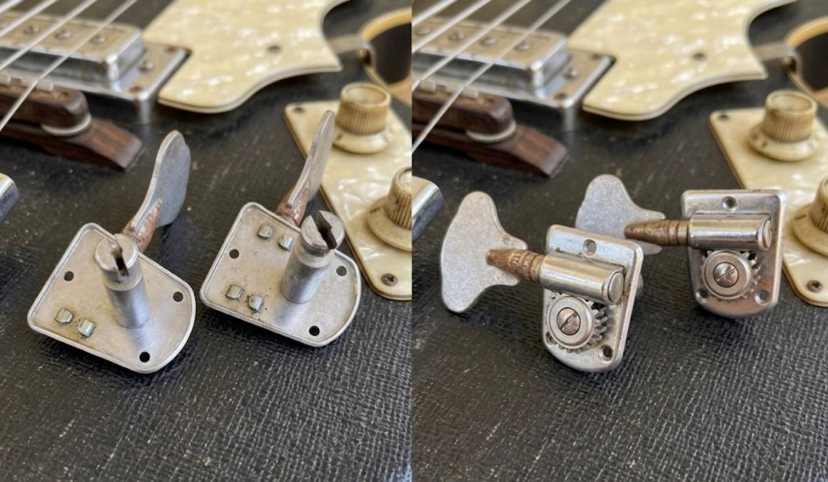 Vintage 1960s / 1970s Eko Bass Tuners Open-Gear - Made in Italy (Pair)