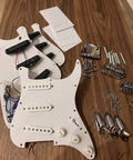 3x Stratocaster style spare parts loaded pickguard plus neckplate bridge etc