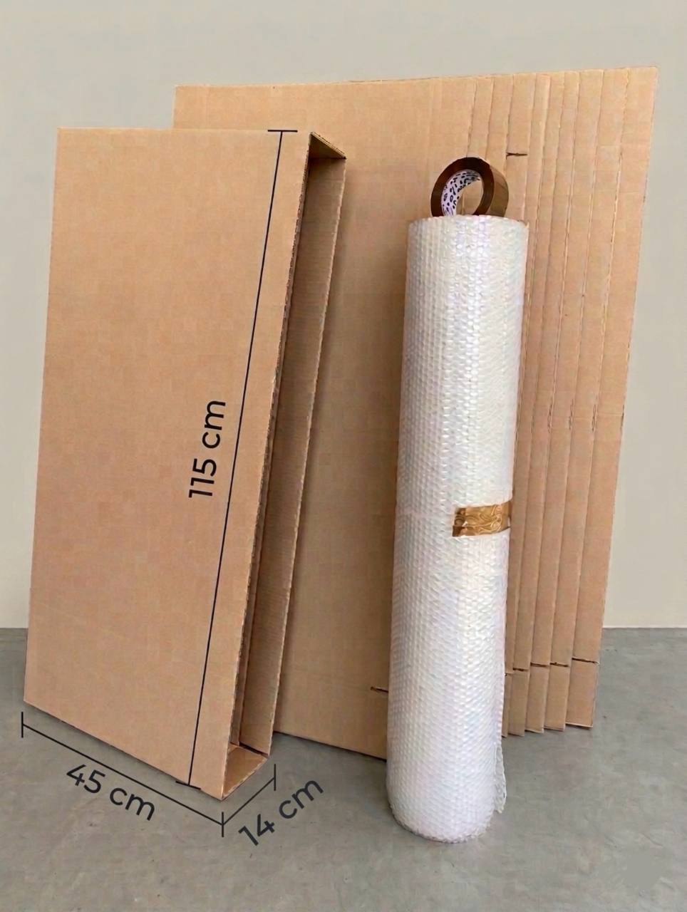 All in One Shipping Kit Heavy duty Double-Wall Cardboard Box 115x45x14cm + Bubble Wrap + Packing Tape