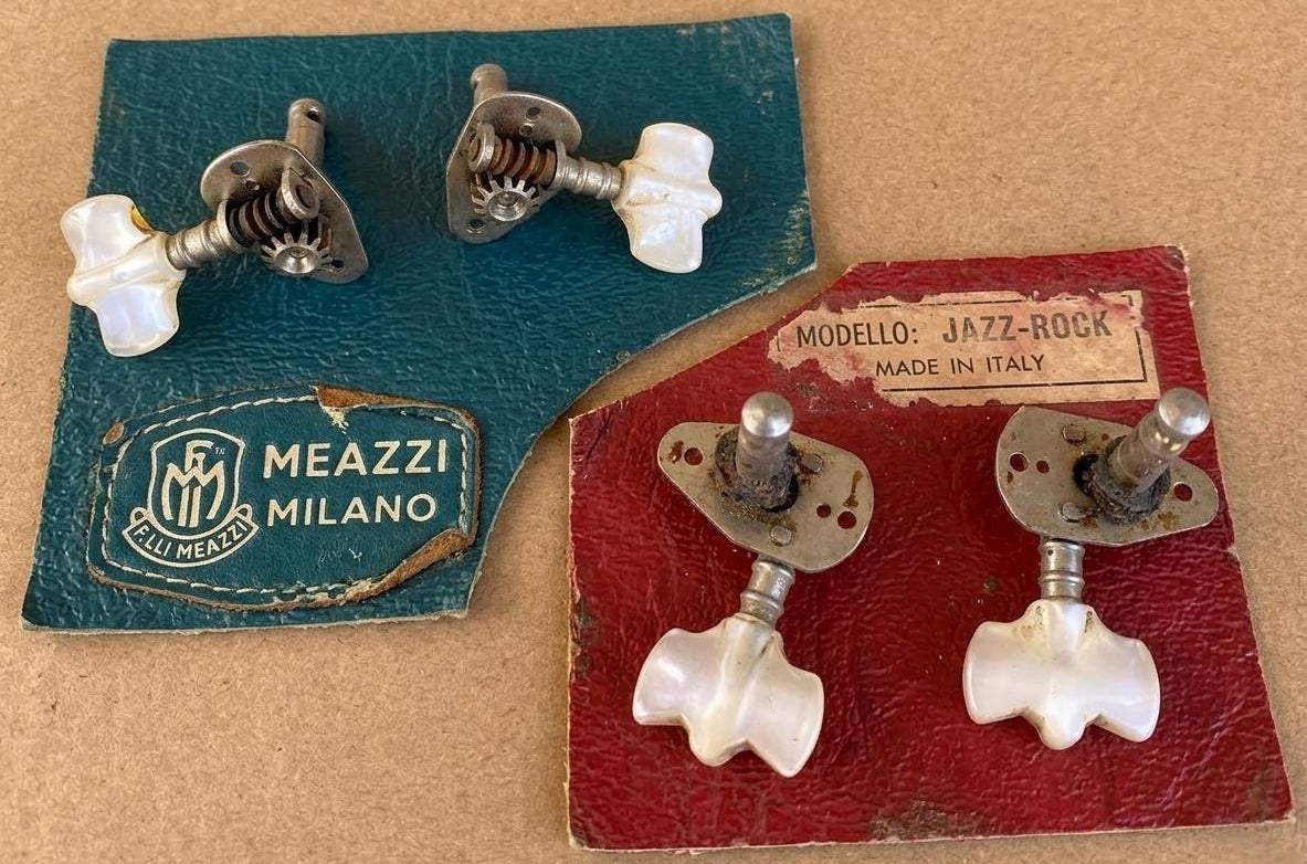 Vintage 1960s Meazzi Guitar Tuners - Left and Right Side Pair - Made in Italy (Hollywood Era)