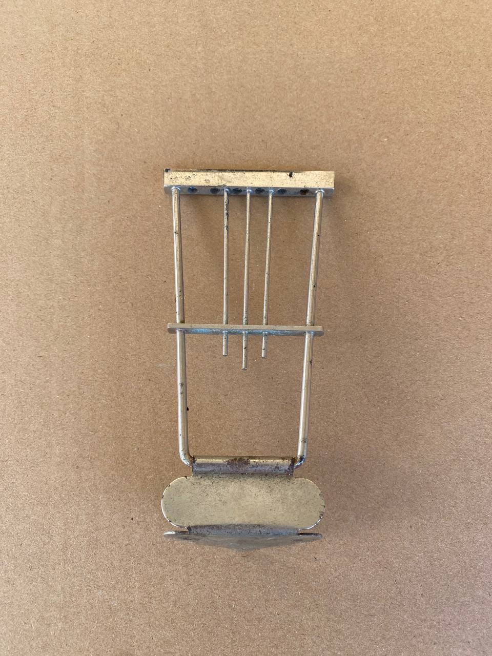 Vintage 1960s German Chrome/Nickel Lyre Trapeze Tailpiece - Fits Höfner, Framus, Hopf, Klira Archtop Guitars