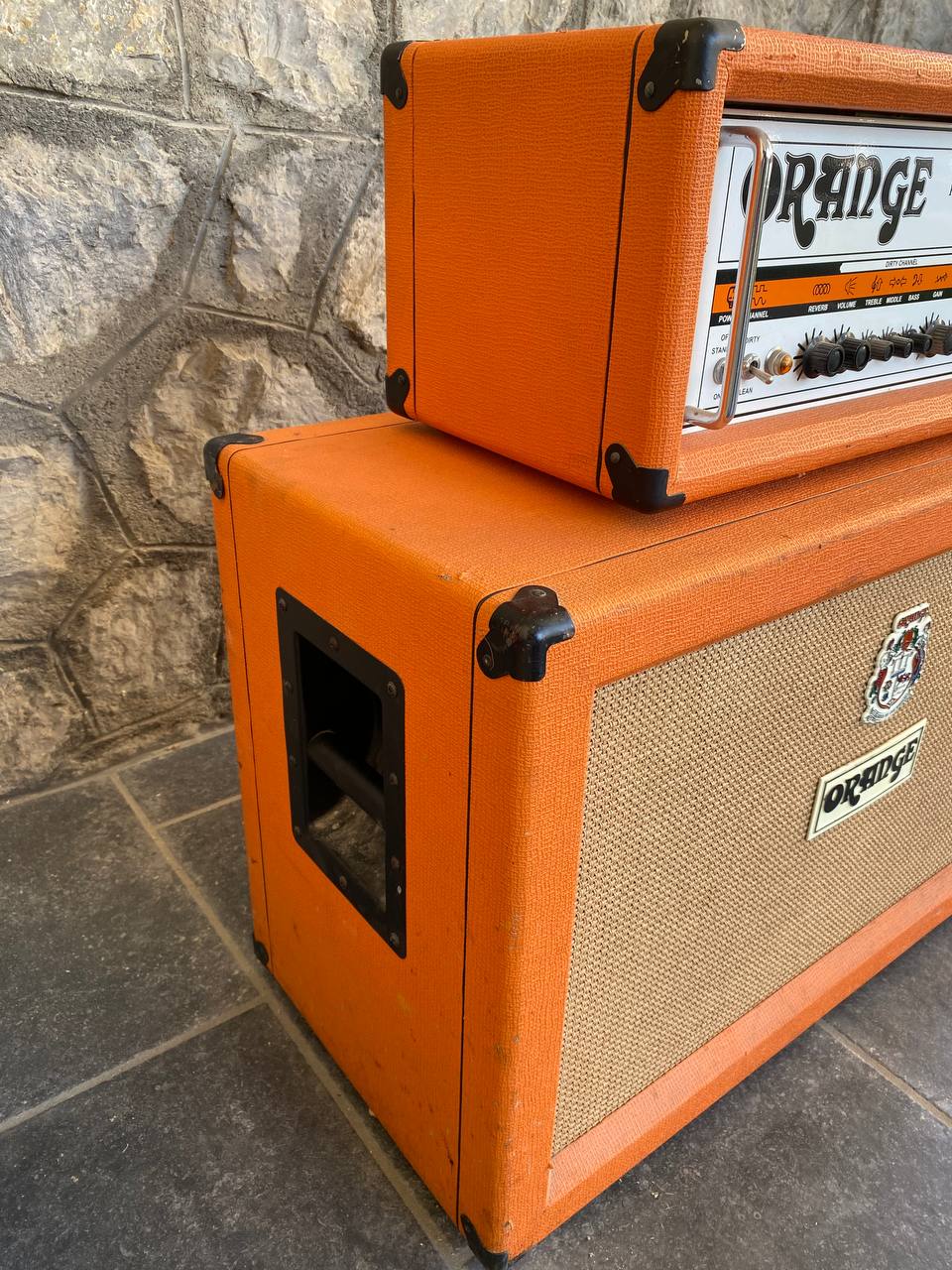 Orange Rockerverb 50 MK1 Head (UK Made) + Rare Slant PPC412 Angled Cabinet - Half Stack