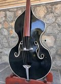 Ultra-Rare 1960 Wandré Naika Double Bass – Made in Italy – Black w/ Carved Lion Head Scroll & Aluminum Hardware with Hard Case