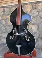 Ultra-Rare 1960 Wandré Naika Double Bass – Made in Italy – Black w/ Carved Lion Head Scroll & Aluminum Hardware with Hard Case